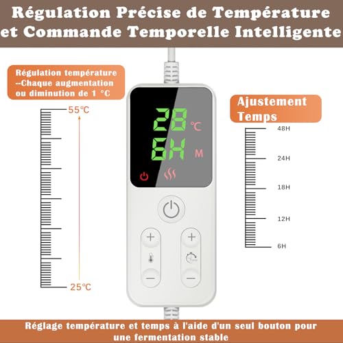 Boîte de fermentation pour pain levain pliable avec chauffage et minuterie