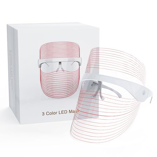 GOHIGK Led Facial Light Therapy Mask Photon Beauty Device with USB Cable 3 Colors LED Skin Care Treatment Mask for Facial Rejuvenation, Anti-Aging HK207