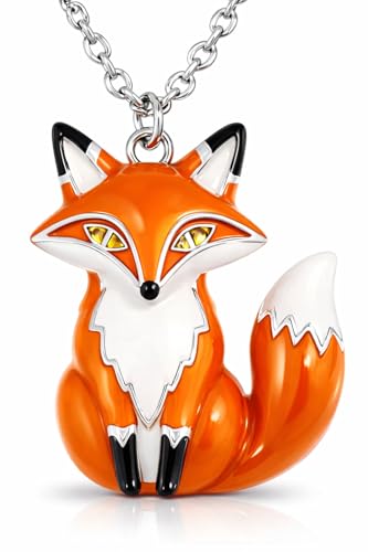 Zeraph Fox Necklace - Animal Pendant Jewelry (Chain small size 16" + 2")