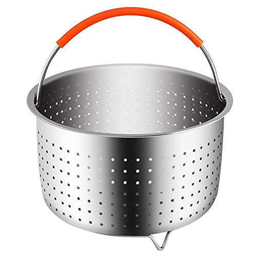 Iyalezirk Cesta de vapor de acero inoxidable olla a presión con mango de silicona resistente cesta de vapor