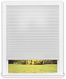 Redi Shade No Tools Easy Lift Trim-at-Home Cordless Pleated Light Filtering Fabric Shade White, 48 in x 64 in, (Fits windows 31 in - 48 in)