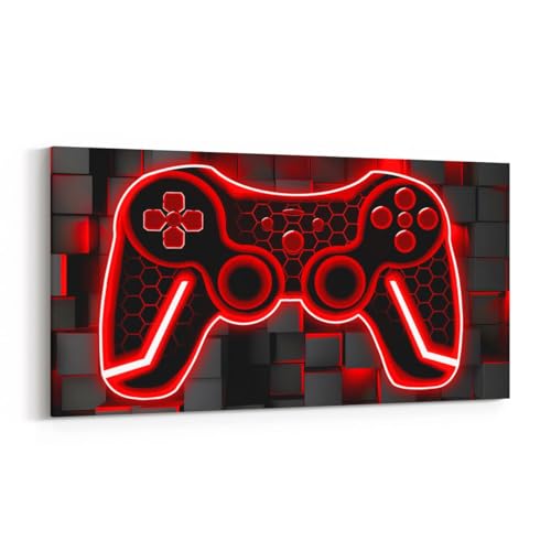 Feelyou Gamer Canvas Wall Art for Living Room 19"x38"Red and