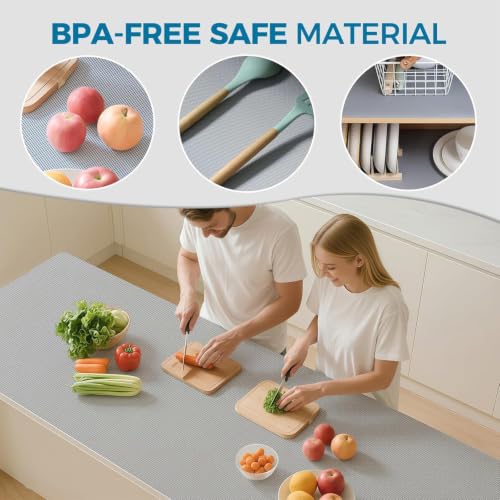 Image of ESPERO Fridge Mats, Kitchen Mat EVA Food Grade Multipurpose Washable Anti Slip Mat /Sheet for Fridge, Shelf Liners for Kitchen Shelves, Table, Kitchen Drawer mat - 300 x 45 cm (Grey)