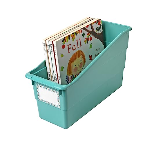 Image of Really Good Stuff Durable Book & Binder Holders 12-Pack, Water | Folder & File Plastic Holders Ideal for Narrow or Vertical Storage Needs, Instantly Color Code Your Classroom