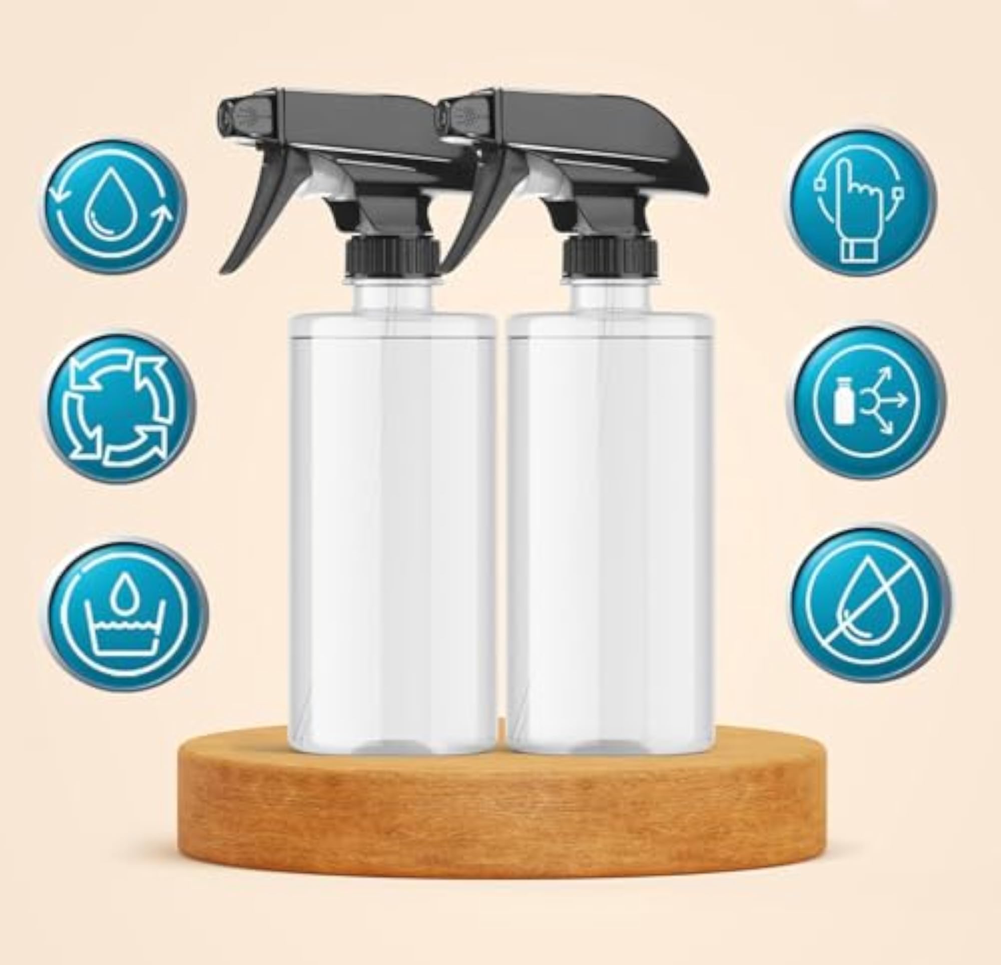 Transparent Clear Empty Water Spray Bottles 500ml (Pack of-2)