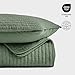 EVERGRACE Cross Stitch Pre-Washed Cotton Quilt Bedding Set King Size, Oversized 3 Pieces Lightweight Bedspread Coverlet for All Season, with 2 Matching Shams, Olive Green,108