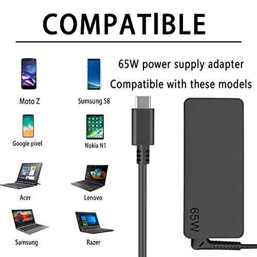 Usb-C 65W 45W Ac Replacement Charger Fit For Lenovo Thinkpad T480 T490 T580 Adlx65Ydc2A Adlx65Ylc2D Adlx65Ydc3A Adlx65Ydc2D Chromebook 2Nd Gen S330 65W Laptop Power Supply Adapter Cord #TOP5