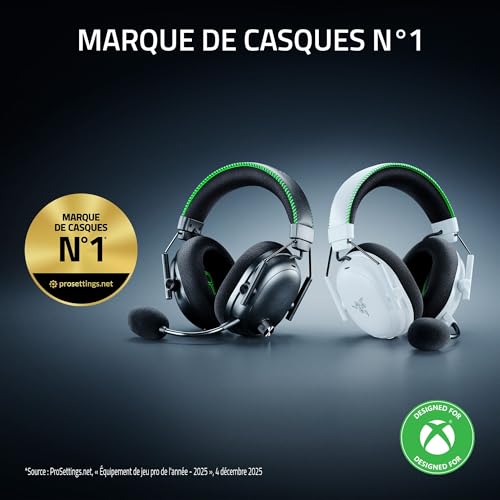 Razer BlackShark V3 Pro Xbox S|X - Casque e-Sport sans Fil avec ANC - Réduction Active du Bruit - Haut-parleurs Triforce 50mm - HyperSpeed 2,4 GHz & Bluetooth - Equilibre Jeu/Chat - Xbox/PC | Blanc