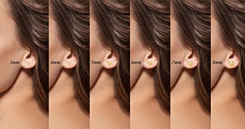 14K Yellow Gold Ball Stud Earrings With Secure Screw-Backs (3Mm) #TOP5