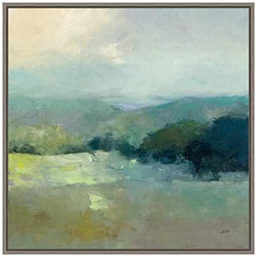 Amanti Art Framed Canvas Wall Art 22x22 Misty Valley by Julia Purinton, Framed Wall Art Canvas, Landscapes Artwork, Country Rustic Decor, Medium Poster Painting for Living Room, Bedroom, Bathroom,