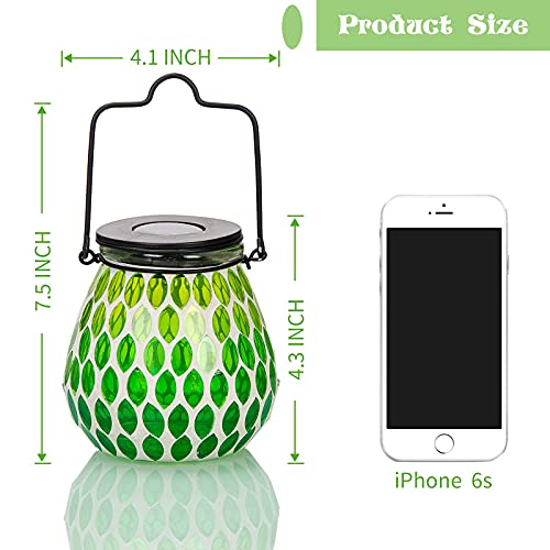 Solar Lanterns Outdoor Waterproof-Hanging Solar Lights - Led Outdoor Lantern Glass Jar Light Table Lamp Decorative Garden Ornaments Decoration For Patio,Table,Porch,Yard, Garden, Pathway Green Leaf #TOP1