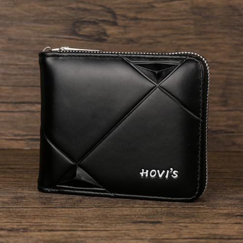 RFID Blocking Slim Wallet for Men & Women | Compact Zip Around Travel Wallet with Card Slots & ID Window | Secure Bifold Leather Mini Front Pocket Wallet for Daily Use (Black)2