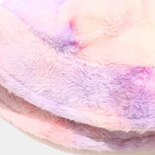 Moumi Cute Rainbow Colors Bucket Hat Girl Panama Plus Velvet Warm Fisherman Women Autumn Winter Flat Top Basin Caps (Color : G, Size : 56-58Cm) #TOP6