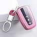 Mofei for Toyota Key Fob Cover TPU Key Fob Case Sleeve Protector Shell Keyless Remote Control Smart Key Holder with Key Chain for 2018 2019 2020 Toyota Camry RAV4 Avalon C-HR Prius Corolla (Pink)