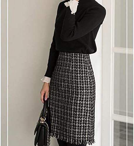 Amazon.co.jp: [リーフラワー] ツイードスカート スカート 膝丈 タイト  