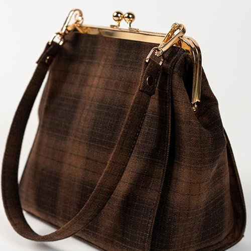 Image of Theater Kisslock Clutch Bag for Women with Adjustable & Detachable Straps | Vintage-Inspired Structured Sling Bag for Day & Evening Use