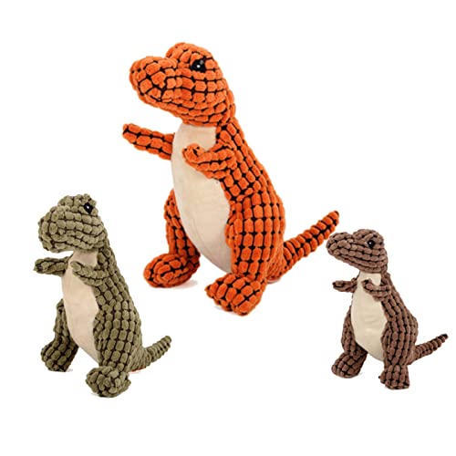 Indestructible Robust Dino, Dog Toy for Aggressive Chewers, Squeaky Plush Dog Toy, Stuffed Dog Toy Plush Dog Toy, Durable Interactive Robustdino Dog Toy, Chew Guard Technology Dog Toys (Small, Orange)