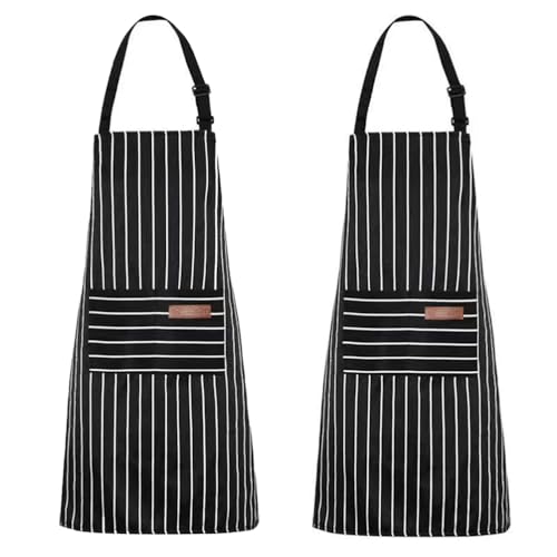 YUANJIASHUN YAO 2 Pack Unisex Adjustable Bib Apron with Pockets Cooking Kitchen Chef Women Men Aprons for Home Kitchen, Restaurant,Coffee House