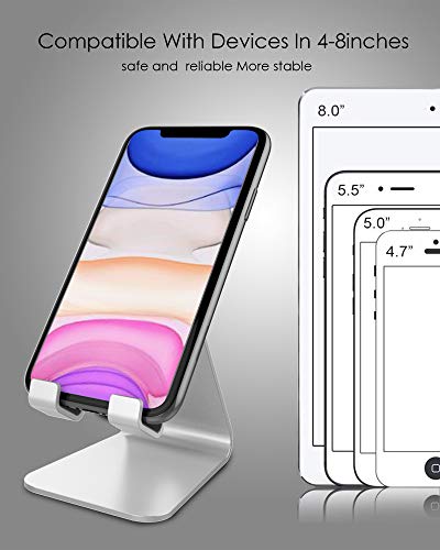 Image of CreaDream Cell Phone Stand, Cradle, Holder,Aluminum Desktop Stand Compatible with Switch, All Smart Phone, iPhone 11 Pro Xs Max Xr X Se 8 7 6 6s Plus SE 5 5s-Silver