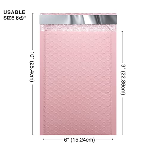 Image of Metronic Bubble Mailers 6x10 50Pack, Light Pink, Self-Seal Waterproof Padded Envelopes, Shipping Bags for Packaging, Mailing Supplies for Small Business, Usable Size 6x9