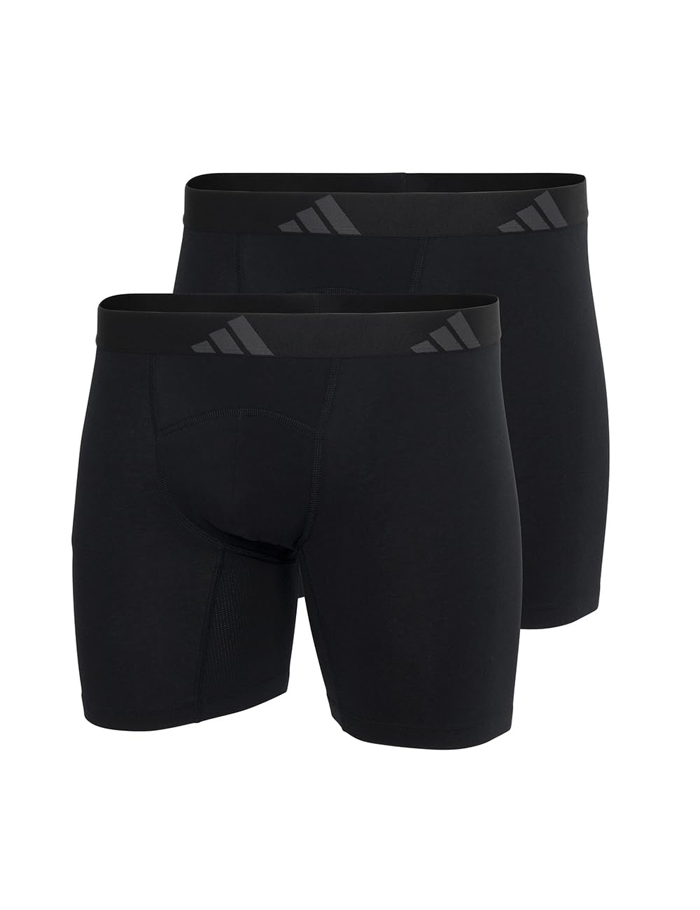 adidas Ergonomic Boxer Brief (2 Pack) - Active Flex Cotton Ergonomic - Comfortable Underwear, 000 Black, M