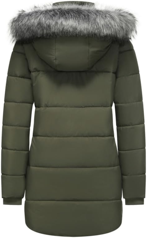GGleaf Women's Winter Thicken Puffer Coat (Standard & Plus Size) Warm Snow Jacket with Fur Removable Hood - Image 2