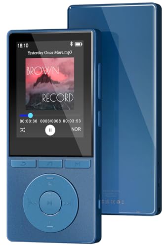 64GB MP3 Player with Bluetooth 5.3, Color Screen 2.4', Music Player with HiFi Sound, MP3 Players Built in HD Speaker Voice Recorder E-Book, Expanded Up to 128GB, Earphone Included, for Sports Runner