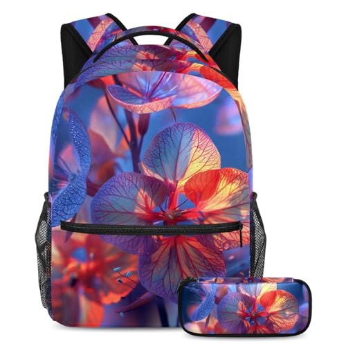 Sacs à dos de jour grande capacité motif fleur en cristal avec trousse de rangement zippée