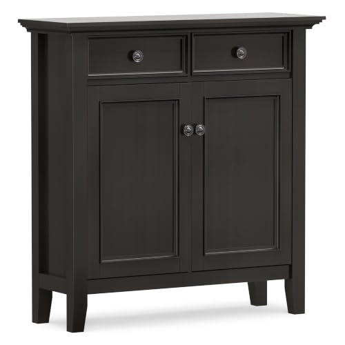 Image of SIMPLIHOME Amherst 36 inch Wide Storage Cabinet in Hickory Brown