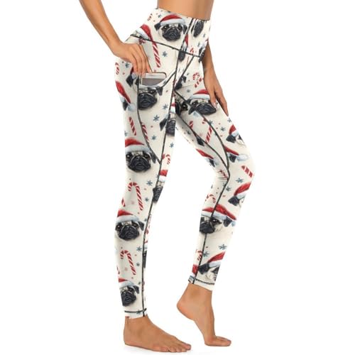 Legging Noël imprimé bouledogues français pantalon yoga femme