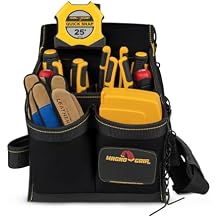 MagnoGrip 20-Pocket Electricians Pouch with Shoulder Strap Magnetic Storage for Tools & Fasteners, Heavy-Duty 1680D Ballistic Polyester, Rivet Reinforced, Durable & Water-Resistant - Black.