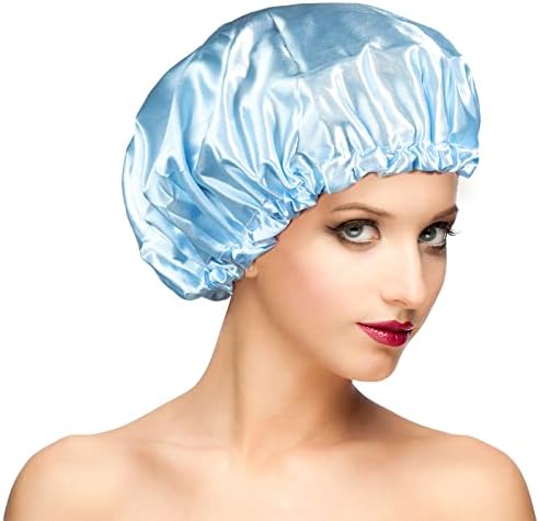 Waterproof Shower Caps, Shower Cap for Women Long Hair, Curly Hair, Short Hair Adjustable Washable Extra Large Bathing Hair Cap for Shower, Comfortable Microfiber Lined Shower Hat for Facial Care, Baths