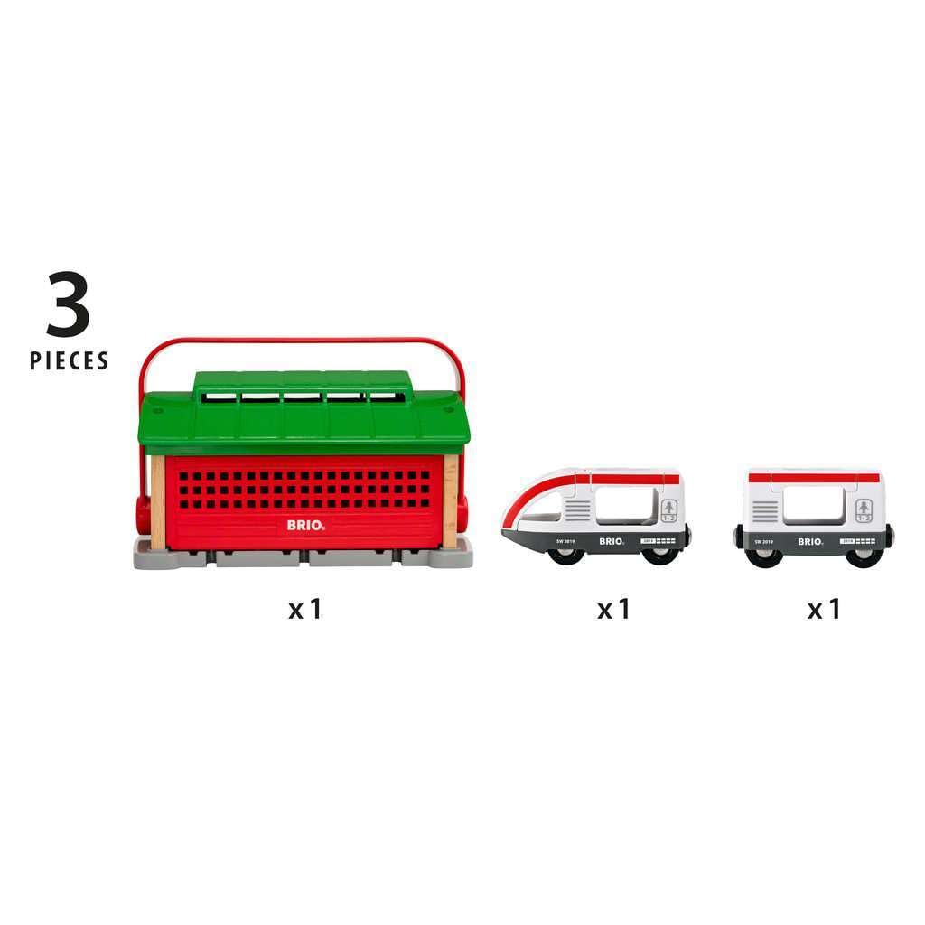 33474 BRIO Mitnehm-Lokschuppen mit Reisezug