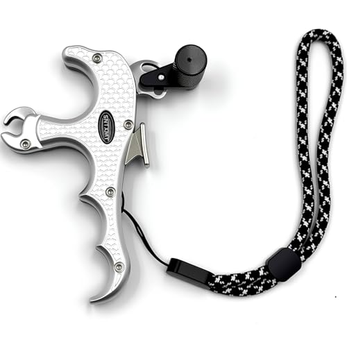 sntxmy Bow Release for Compound Bow, Archery Release Trigger, Compound Bow Release, Thumb Release. (4 Finger Bow Release, Silvery)