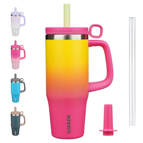 BJPKPK 32 oz Insulated Tumbler with Handle, Straw & Lid, Stainless Steel
