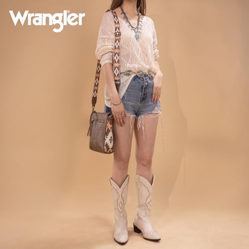 Image of Wrangler Aztec Crossbody Purse Medium Shoulder Bags for Women Western Handbag with Guitar Strap