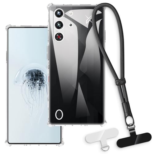 OAGELIM 2-in-1�ی�P�[�X�ƃ��X�g�X�g���b�v ZTE Nubia Red Magic 10S Pro 5G �Ƃ̌݊������� ���O���\�ȃ��j���[�h�t���d�b�J�o�[�A����~�ߕ����h�~�O���b�v�n���h�� (�N���A + �u���b�N)