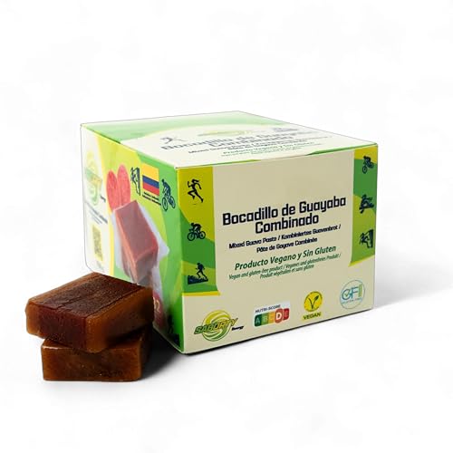 Saborty Bocadillo de Guayaba (Caja 32 uds, 928g) - Barrita Energética a Base de Fruta para Ciclismo y Running - Vegano y Sin Gluten (1 Caja 32 Unidades, Combinado)