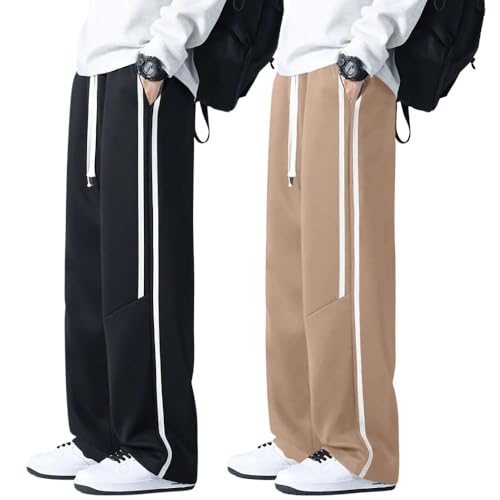 GRECIILOOKS Korean Style Track Pants for Men – Loose Fit Lycra Ca...