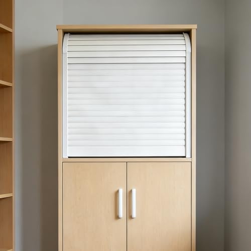 Kit de puerta de persiana enrollable, puerta corredera manual con riel para RV, armario de cocina, garaje, almacenamiento de armario, muebles para el hogar