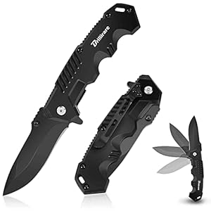 Pocket Knife, Folding Tactical Knives Blade 3.3in, Foldable Survival Small Knife with Clip, Button Lock & Glass Breaker, Everyday Carry EDC Knife for Hunting Camping Hiking