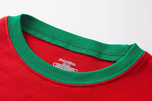 Popshion Kids Christmas Pajamas 100% Cotton Toddler Girls Long Sleeve Elf Pjs Set Boys Xmas Jammies 3t-10t2