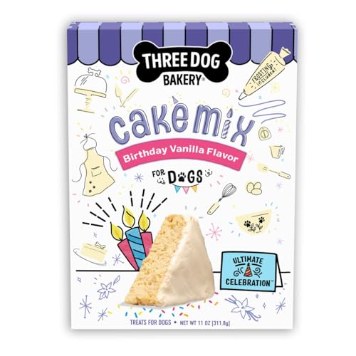 Three Dog Bakery Ultimate Celebration Dog Birthday Cake Mix, 11 oz, DIY Dog-Safe Cake Kit with Frosting, Perfect for Birthdays, Gotcha Days & Everyday Celebrations