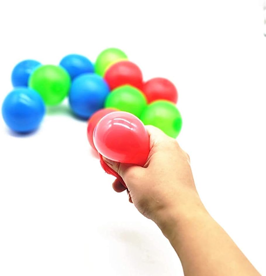 Sticky Wall Ball Decompression Toys, KASTWAVE 4.5cm 5 Pcs Target Fluorescent Sticky Globbles Luminescent Stress Relief for Kids Adults to Tear-Resistant Non-Toxic Fun Toy for ADHD OCD Anxiety