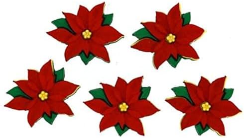 Dress It Up 2951 5 Piece Red Poinsettias Buttons, Varies image 2