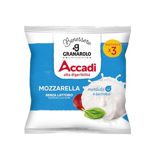 Granarolo, Mozzarella Senza Lattosio Accadì, 3 Confezioni da 100g, Alta Digeribilità, per Cucina e Insalate, Basso Contenuto di Lattosio (