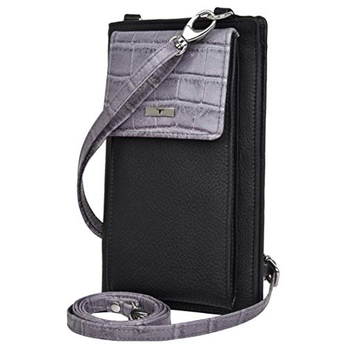 Image of URBAN FOREST Ruby Grey /Black Leather Sling Wallet for Women