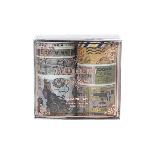 Cinta Adhesiva Washi Premium de 8 Piezas con Estampado de Oro para Scrapbooking de Colección 3