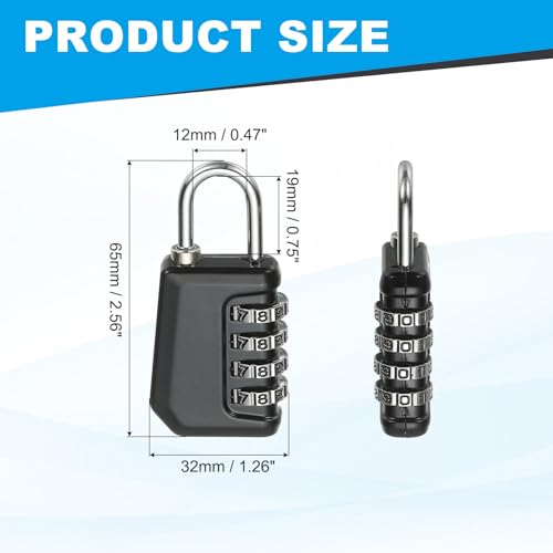 Image of MECCANIXITY Combination Lock, 4 Digit Padlock Combination Outdoor Waterproof Locker Lock for Gym Luggage Home Sports Hasp Storage, Black Pack of 1