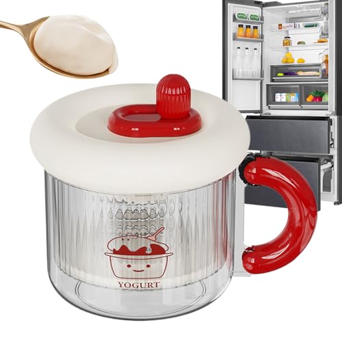 Colador de yogur - Yogurtera | Quesera: colador ultrafino reutilizable de 8' con diseño de tapa y mango, ideal para yogur espeso, griego, coco y queso de soja